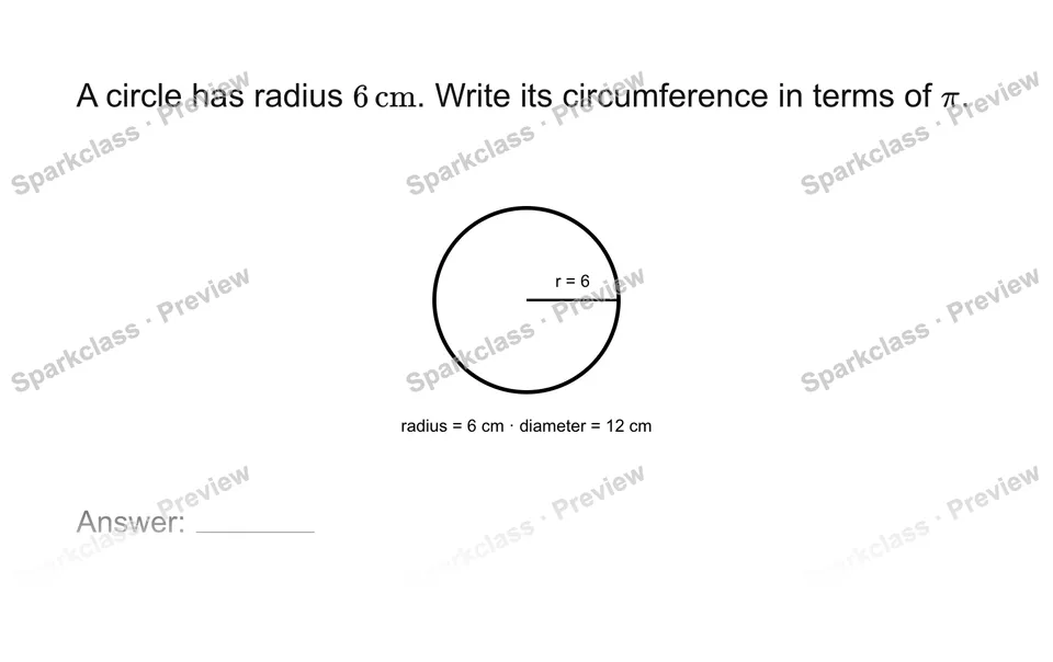 Find circumference in exact form — page 1