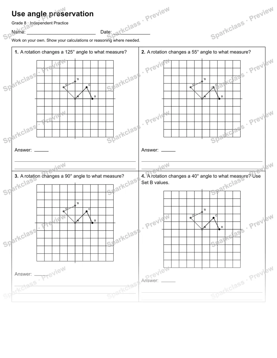 Use angle preservation — Independent Practice — page 1