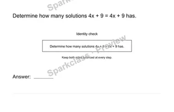 Identify infinitely many solutions — Grade 8 problem preview