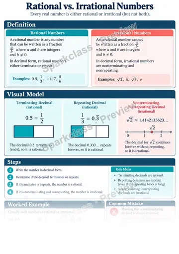 Knowledge Guide · Know that numbers not rational are irrational — Grade 8 worksheet preview