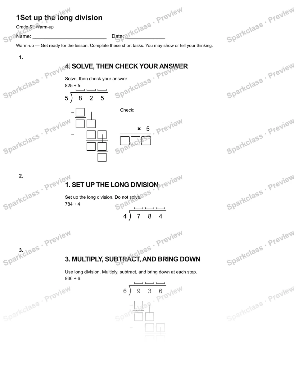 1Set up the long division — Warm-up — page 2