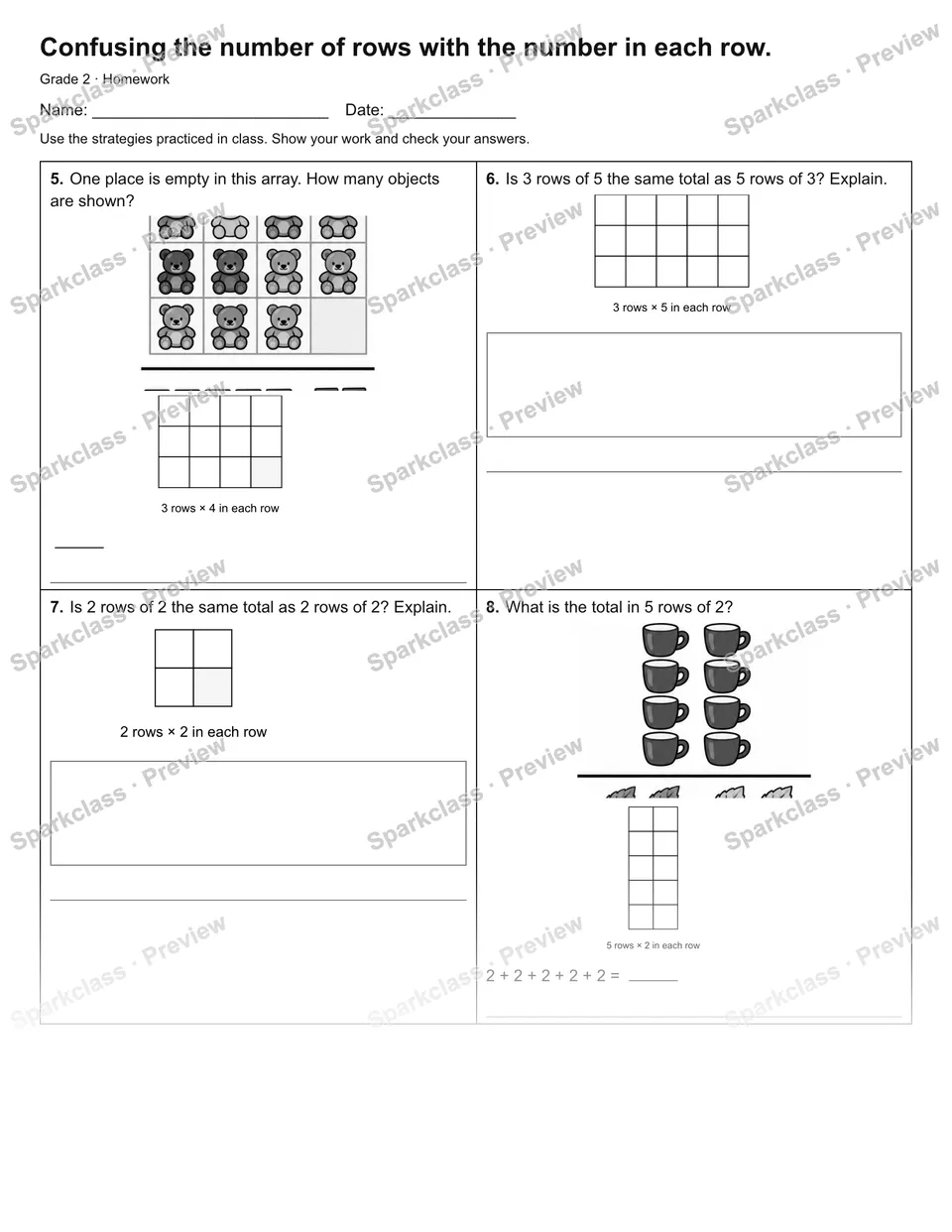Confusing the number of rows with the number in each row. — Homework — page 2