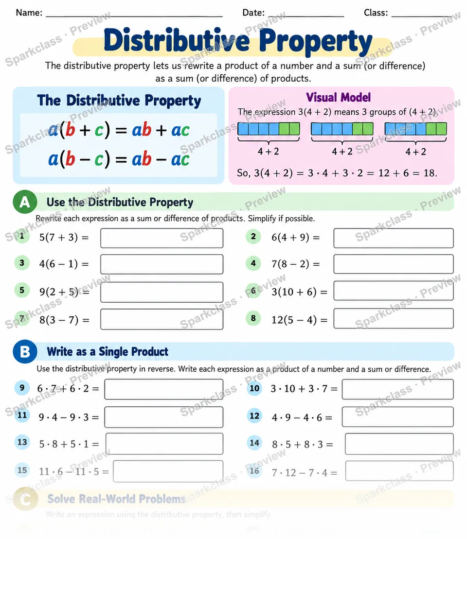 Distributive Property — page 1