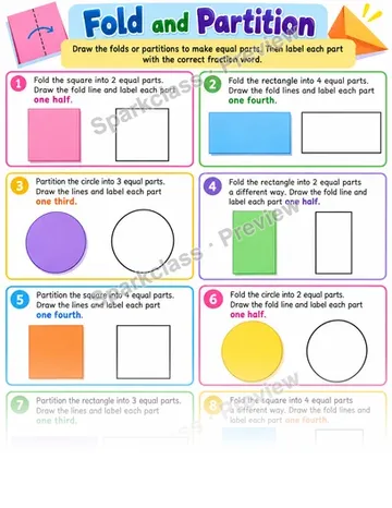 Fraction Folding — Grade 3 worksheet preview