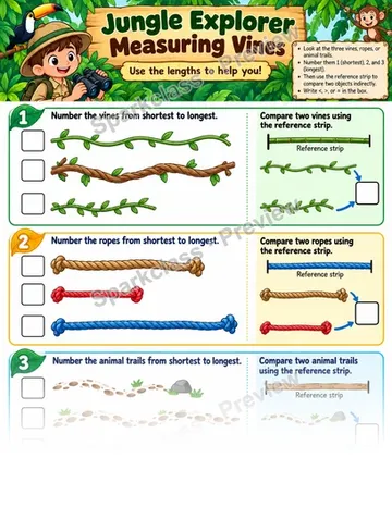 Jungle Explorer Measuring Vines — Grade 1 worksheet preview