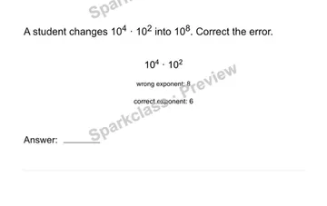 Correct an exponent rule error — Grade 8 problem preview