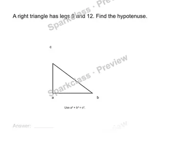 Find a hypotenuse — Grade 8 problem preview