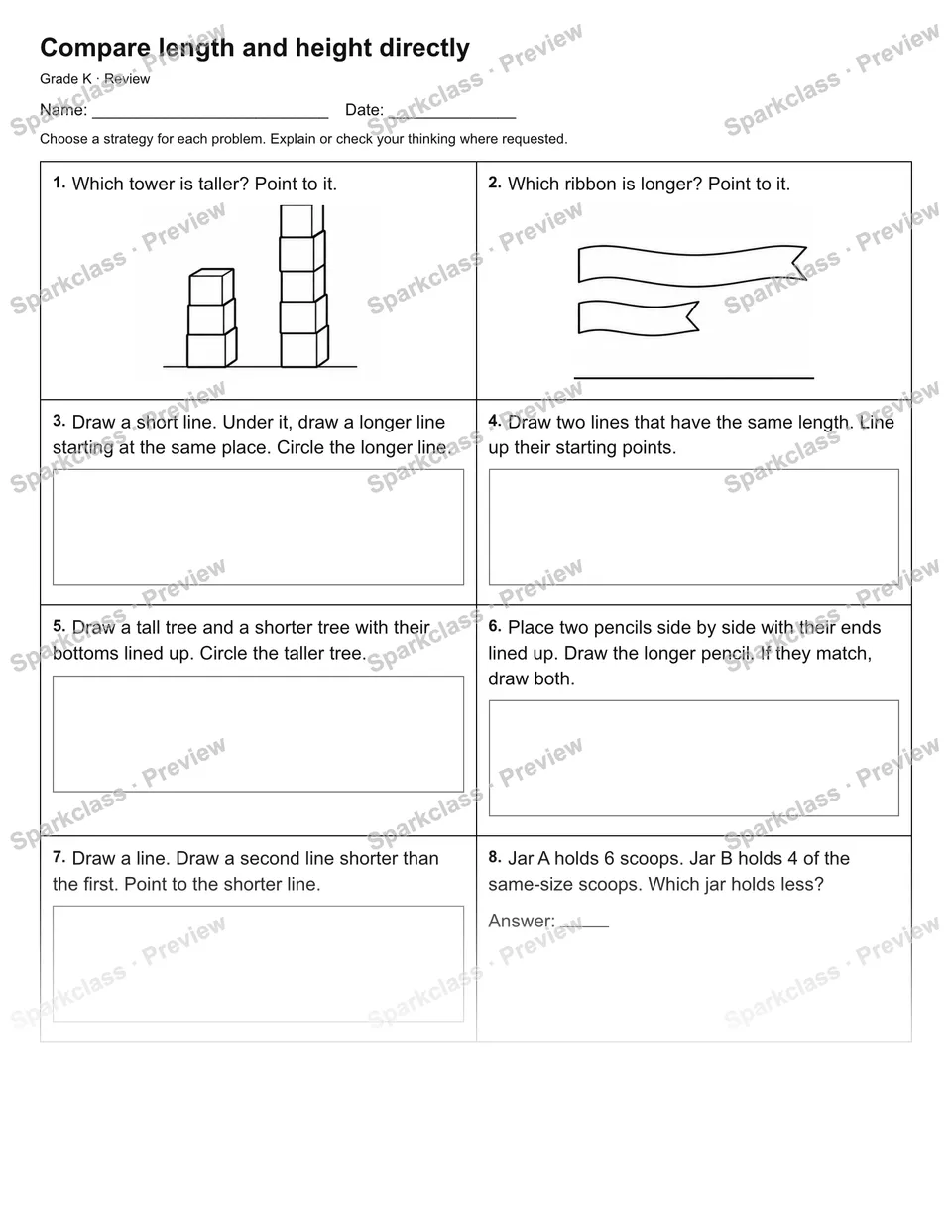 Compare length and height directly — Review — page 1