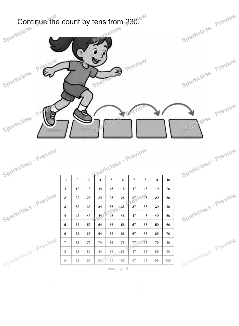 Skip-count by tens — page 1