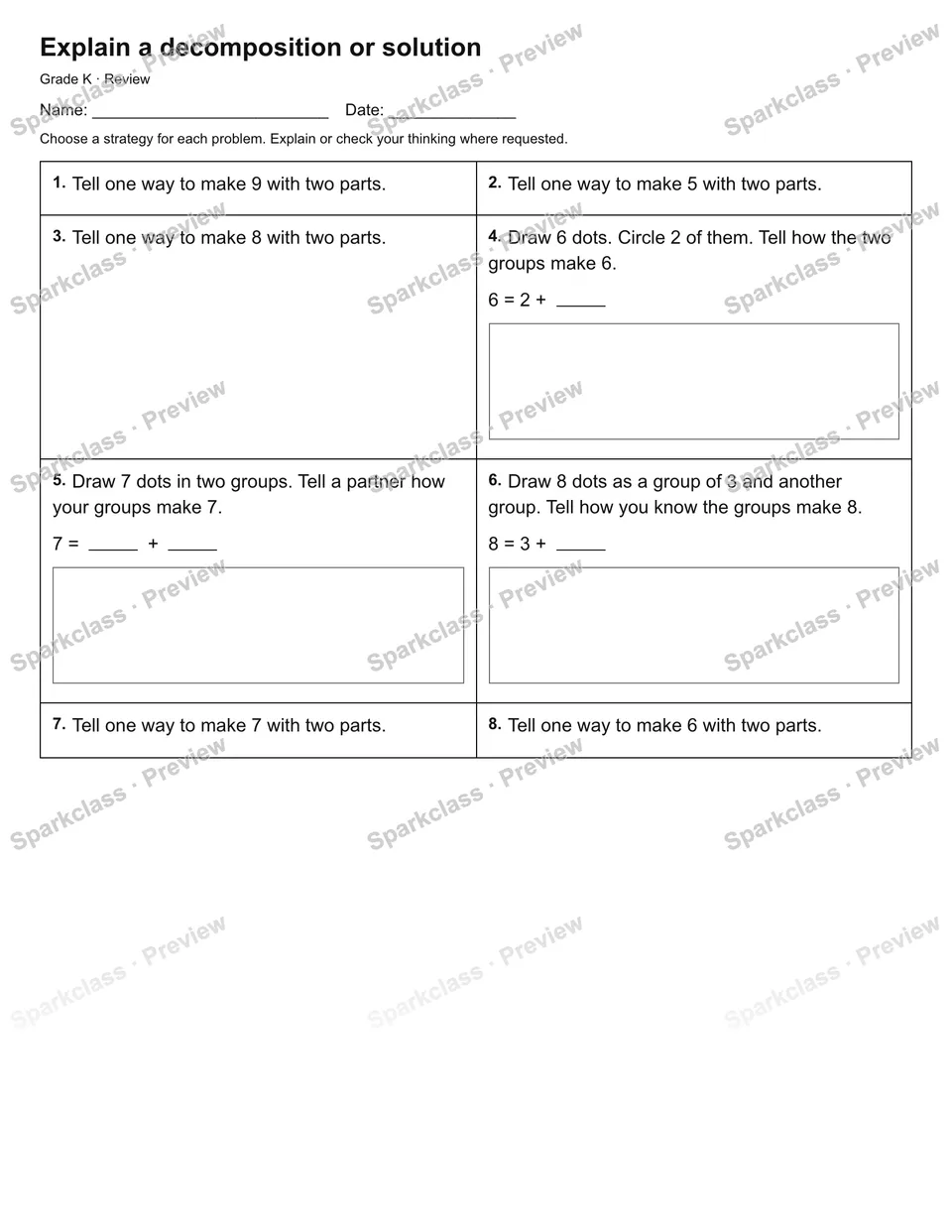 Explain a decomposition or solution — Review — page 1