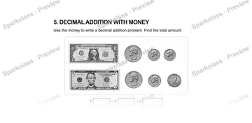 5.Decimal addition with money — Grade 5 problem preview