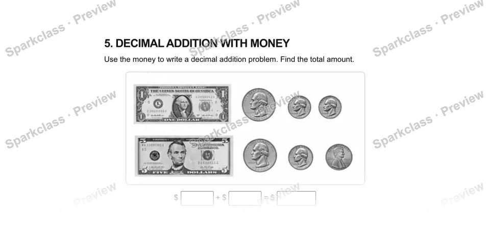 5.Decimal addition with money — page 1