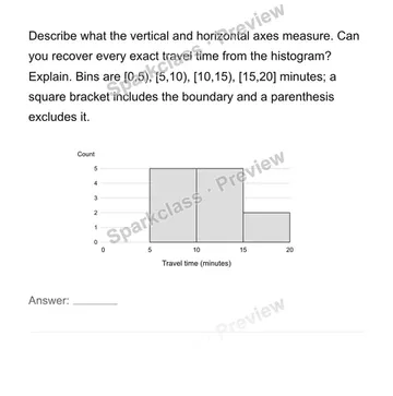 Construct and interpret equal-width histograms — Grade 6 problem preview