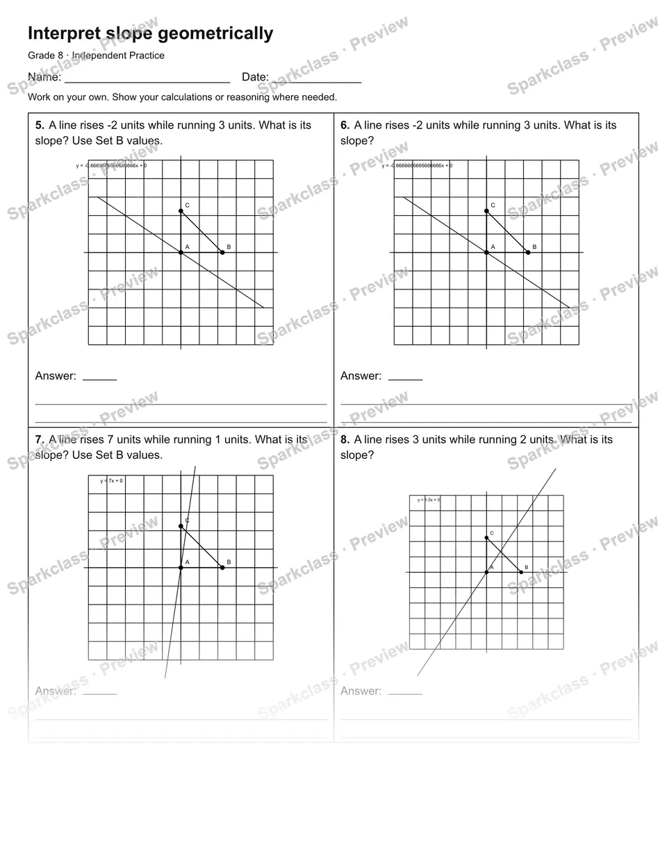 Interpret slope geometrically — Independent Practice — page 2