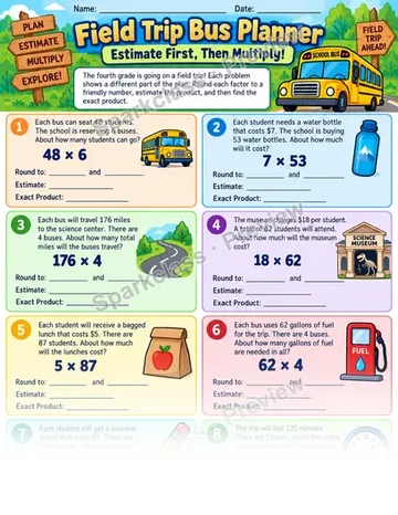 Estimate Products — Grade 4 worksheet preview