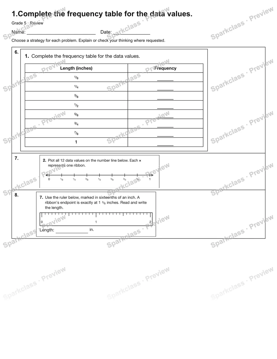 1.Complete the frequency table for the data values. — Review — page 2