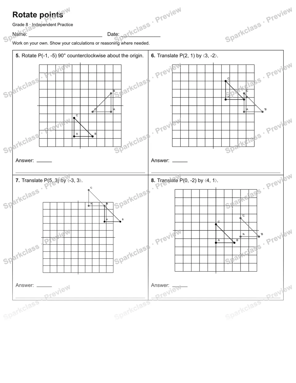 Rotate points — Independent Practice — page 2
