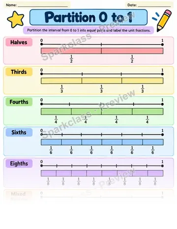 Partition 0 To 1 — Grade 3 worksheet preview