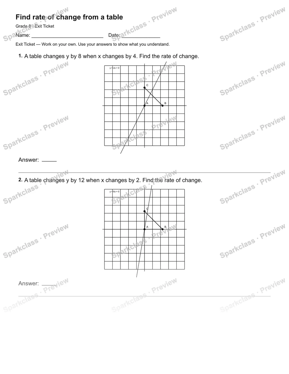 Find rate of change from a table — Exit Ticket — page 2