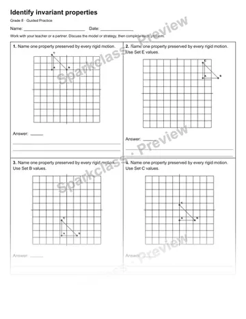 Identify invariant properties — Guided Practice — Grade 8 worksheet preview