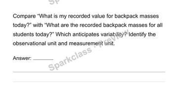 Recognize statistical questions, observations and units — Grade 6 problem preview