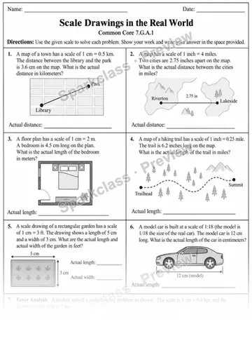 7.G.A.1 · 1 Scale Drawings Real World Independent 3 — Grade 7 worksheet preview