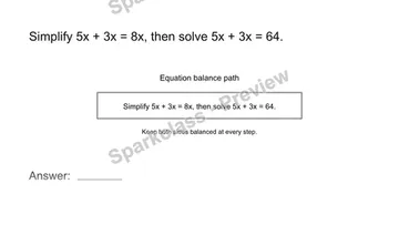 Combine like terms — Grade 8 problem preview