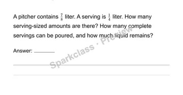 Interpret servings — Grade 6 problem preview