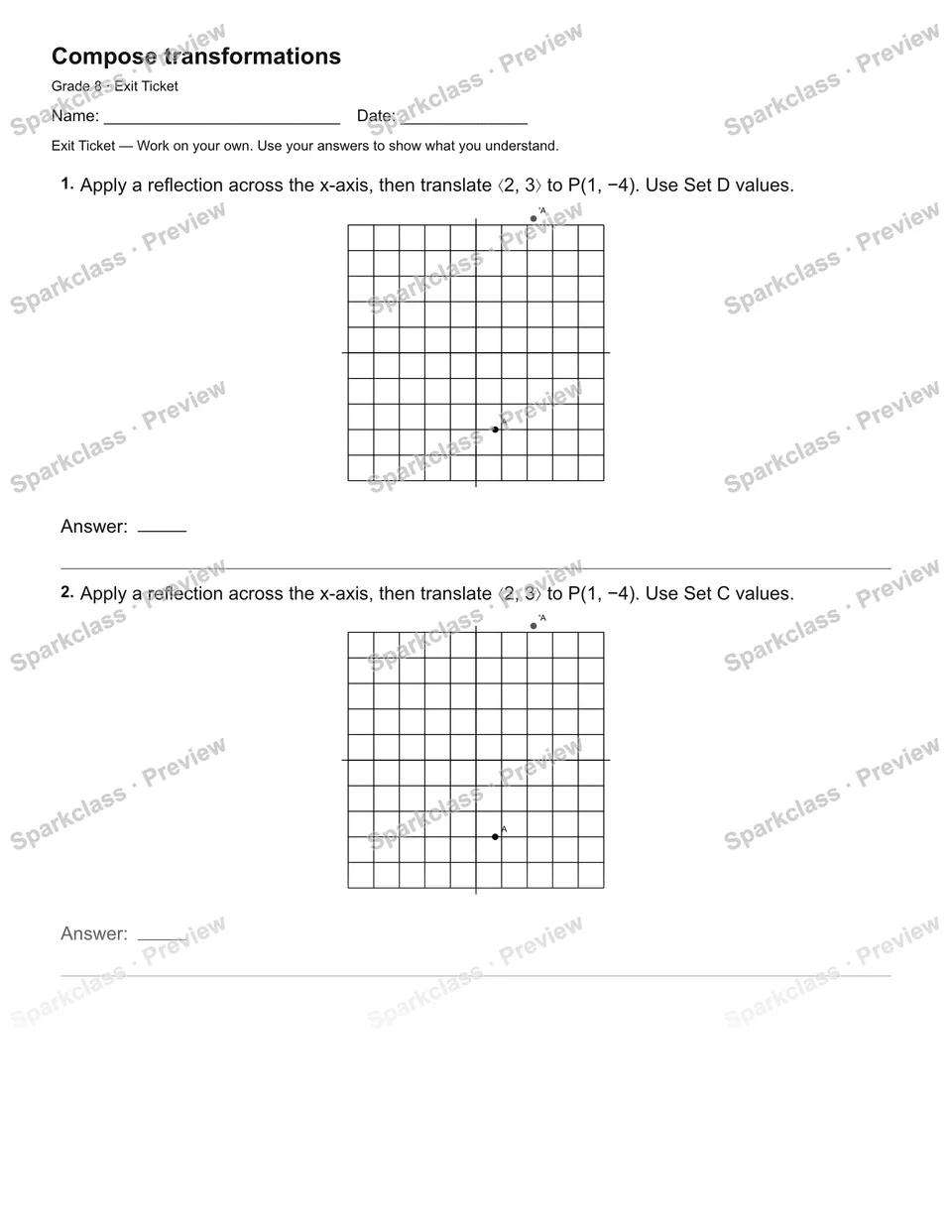 Compose transformations — Exit Ticket — page 1