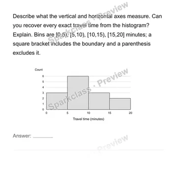 Construct and interpret equal-width histograms — Grade 6 problem preview