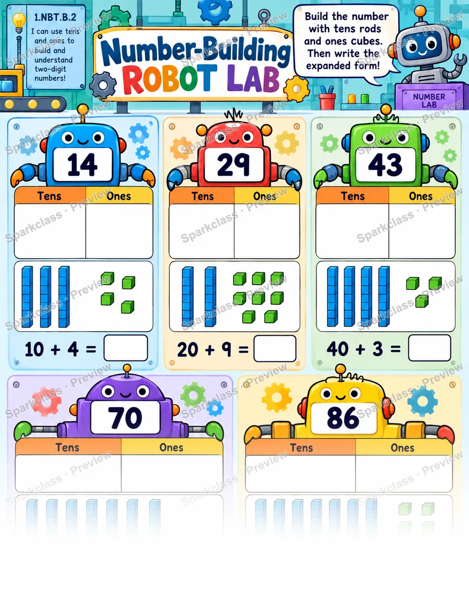 Number Building Robot Lab — page 1