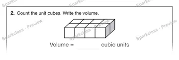 2. Count the unit cubes. Write the volume. Volume = cubic units — Grade 5 problem preview