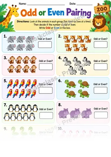 2.OA.C.3 · Odd Even — Grade 2 worksheet preview