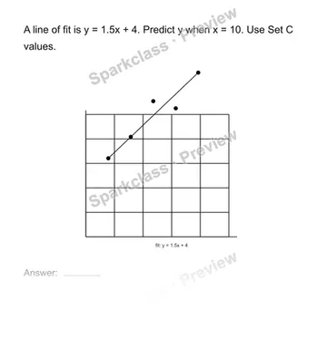 Use a line of fit to predict — Grade 8 problem preview