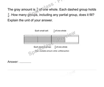 Interpret fractional groups and remainders — Grade 6 problem preview