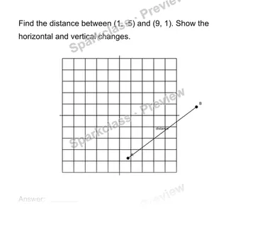 Find distance on a coordinate plane — Grade 8 problem preview