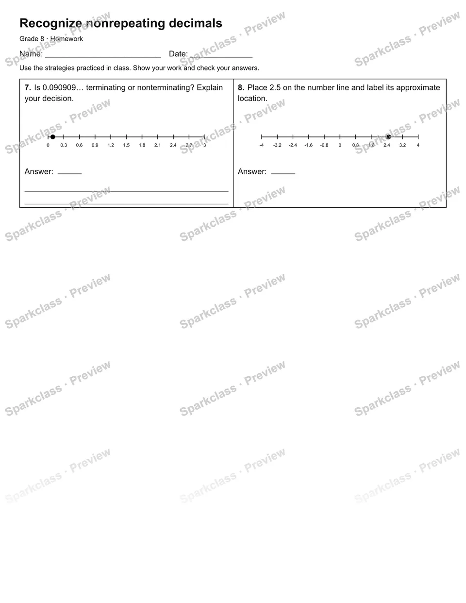 Recognize nonrepeating decimals — Homework — page 2