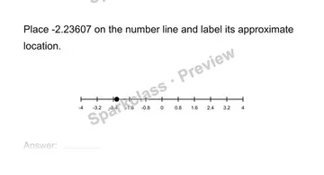 Place real numbers on a number line — Grade 8 problem preview