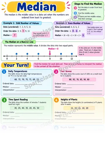 Median — Grade 6 worksheet preview