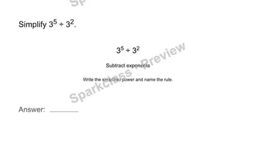 Divide powers with the same base — Grade 8 problem preview