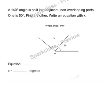Find an unknown angle — Grade 4 problem preview