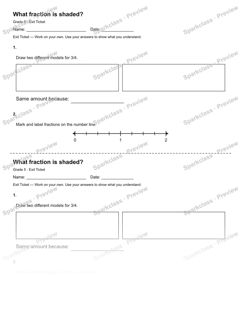 What fraction is shaded? — Exit Ticket — page 1