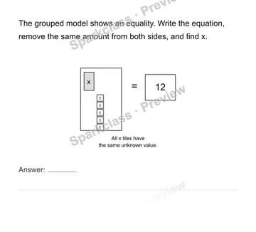 Solve additive one-step equations — Grade 6 problem preview