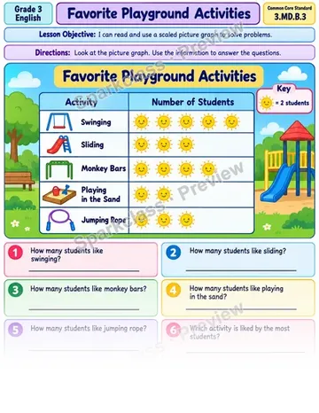 Read Scaled Picture Graph 01 — Grade 3 worksheet preview