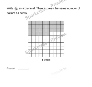 Write hundredths as decimals — Grade 4 problem preview