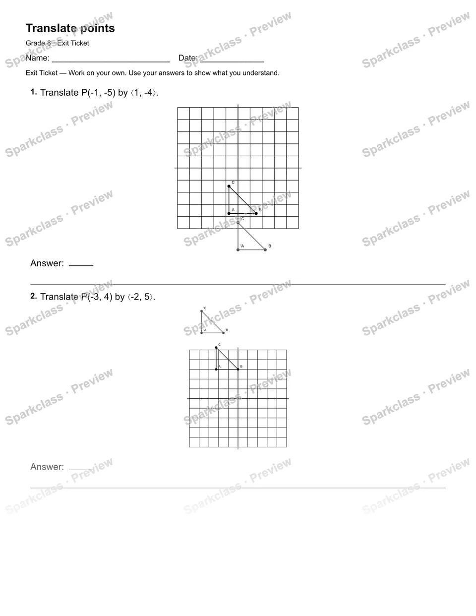 Translate points — Exit Ticket — page 2