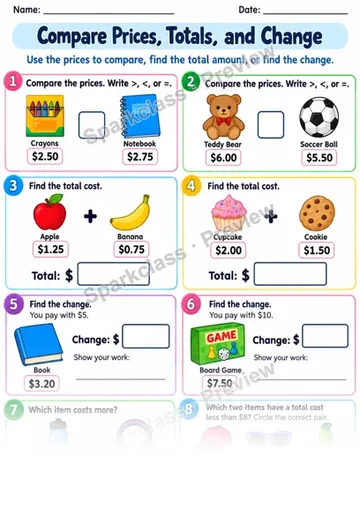 2.MD.C.8 · Money Independent — Grade 2 worksheet preview