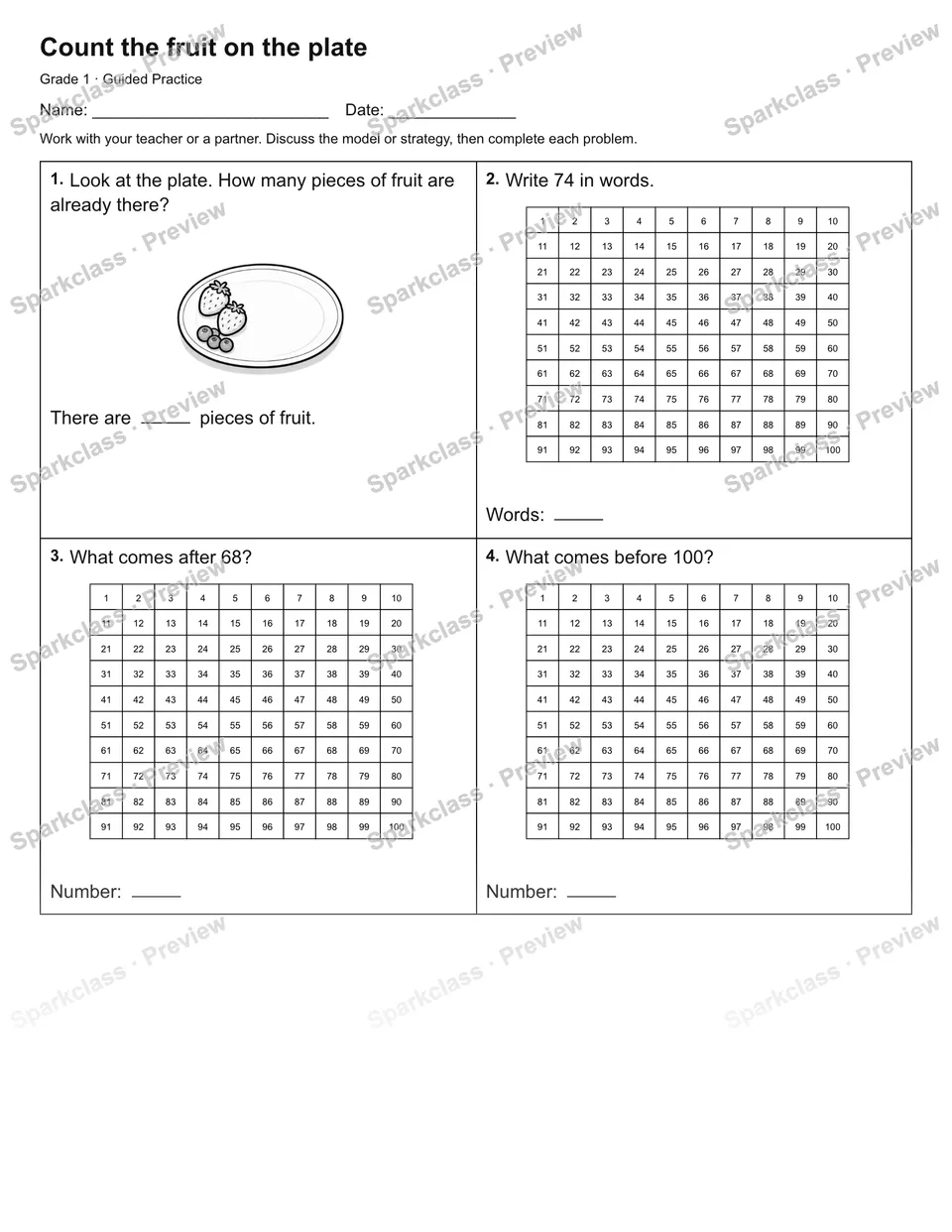 Count the fruit on the plate — Guided Practice — page 1