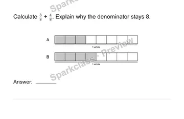 Add and subtract like-denominator fractions — Grade 4 problem preview