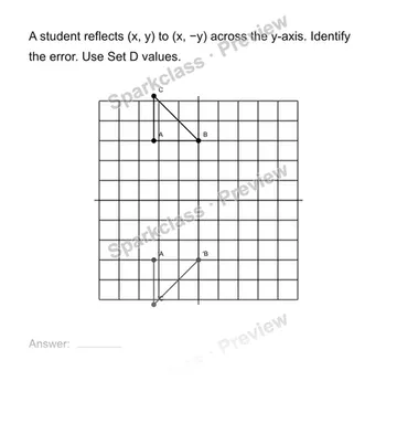 Find an error in a transformation — Grade 8 problem preview
